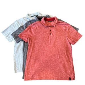 Bundle of 3 Perry Ellis Men's Short Sleeve Slub Polo Shirt Size L